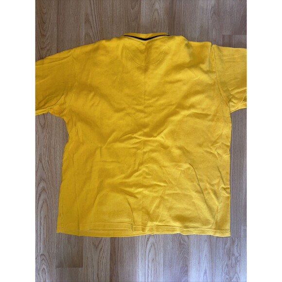 Guess Jeans Yellow V-Neck Short Sleeve Ribbed Shirt Size L - Picture 5 of 5